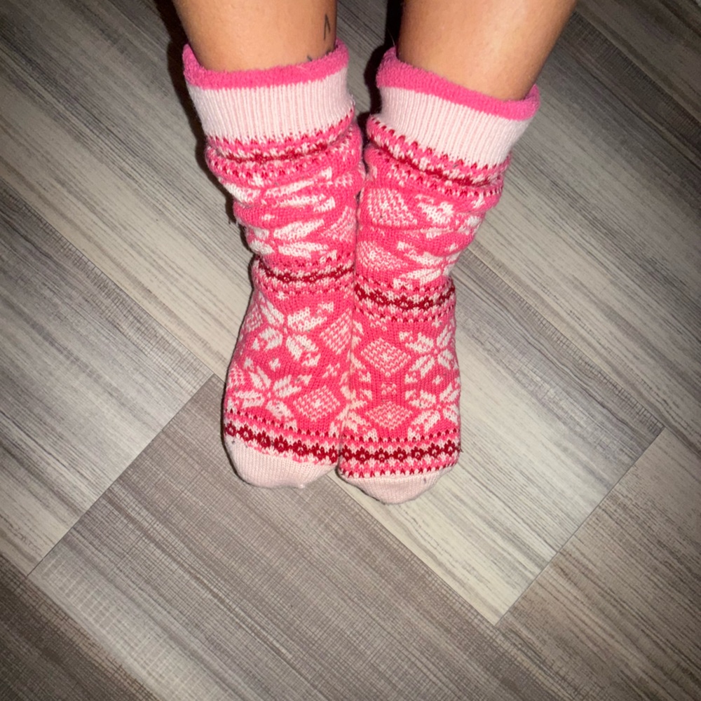 Pink Slipper Socks - Previously Worn - Size 8